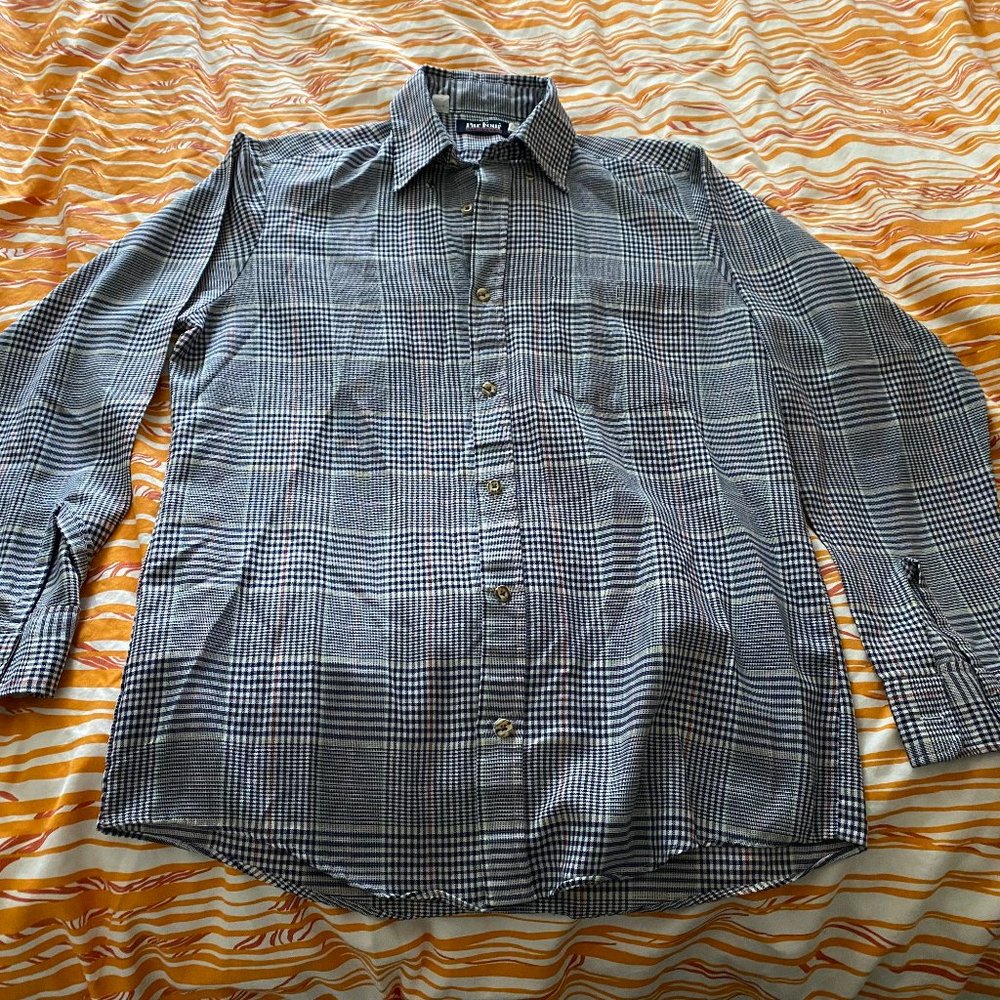 Vintage Par Four Sportswear Button-Down Shirt - Black and White Checkered